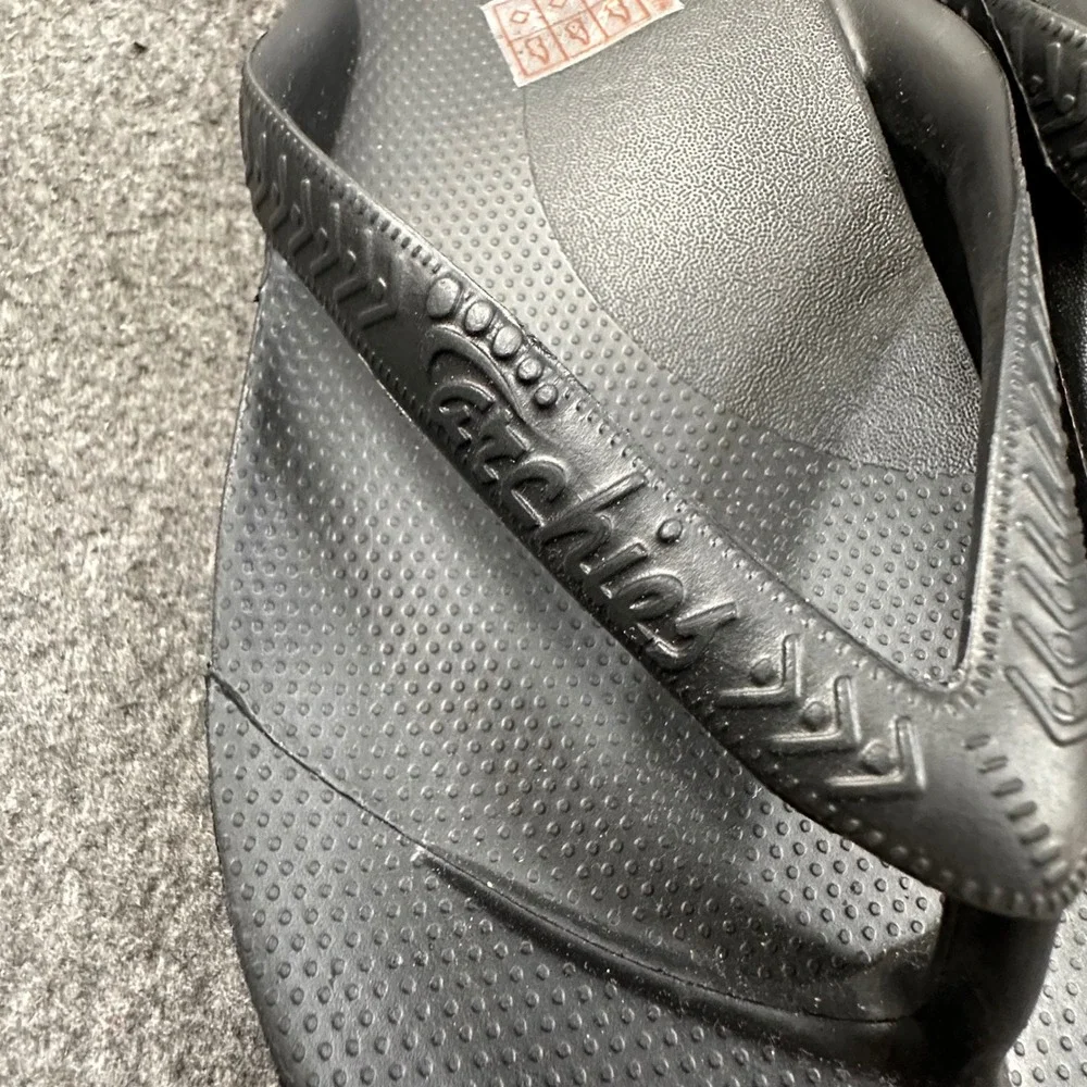 Archies High Arch Support Flip Flops Black Sandals Mens 8 Womens 9 Orthotic